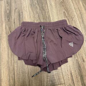 Inflachi Professional Fitness purple tennis sport drawstring shorts, Size Small